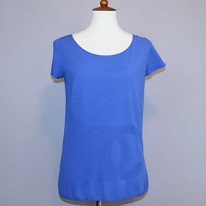 CHANEL Sz 42 Coco Mark CC Logo Short Sleeve Blouse Top Cruise Collection Small